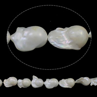 perles nucléées cultivées d'eau douce , perle nucléée de culture d'eau douce, baroque, naturel, blanc, année AAAA, 18-20mm Environ 0.8mm Environ 15.7 pouce, Vendu par brin