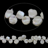 Perlas Keishi Cultivadas de Agua Dulce, Perlas cultivadas de agua dulce, natural, Top perforado, Blanco, Grado AA, 13-14mm, agujero:aproximado 0.8mm, longitud:aproximado 15.3 Inch, Vendido por Sarta