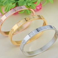 Acier titane Couple Bangle, ovale, Placage, pour le couple & avec strass, plus de couleurs à choisir, 6mm, 8mm, Diamètre inté Environ  Environ 7 pouce, Environ 8 pouce, Vendu par paire