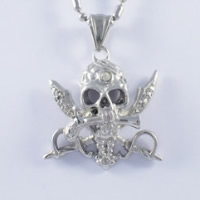 Titanium Steel Pendants, Skull, with rhinestone, original color Approx 