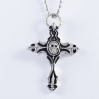 Pendentifs en titane, Acier titane, Croix avec tête de mort, noircir Environ 10-15mm, Vendu par PC