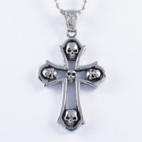 Pendentifs en titane, Acier titane, Croix avec tête de mort, noircir Environ Vendu par PC