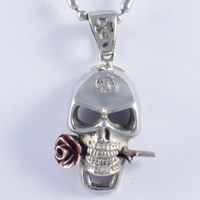 Titanium Steel Pendants, Skull, enamel, original color Approx 