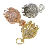 Cubic Zirconia Micro Pave Brass Pendant, Flower, plated, with loop & micro pave cubic zirconia Approx 