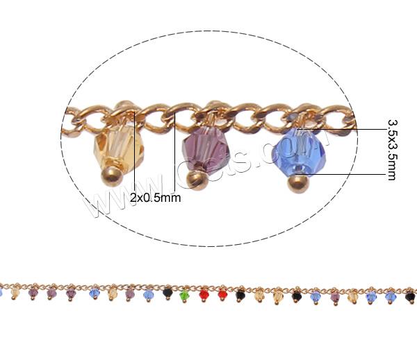 Crystal Beaded Chain, with Brass, plated, twist oval chain & faceted, more colors for choice, nickel, lead & cadmium free, 3.5x3.5mm, 2x0.5mm, Sold By m