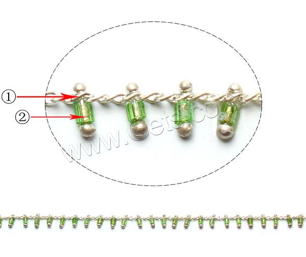 Rocallas de vidrio Cadena, con metal, chapado, giro oval, más colores para la opción, libre de níquel, plomo & cadmio, 2x2mm, Vendido por m