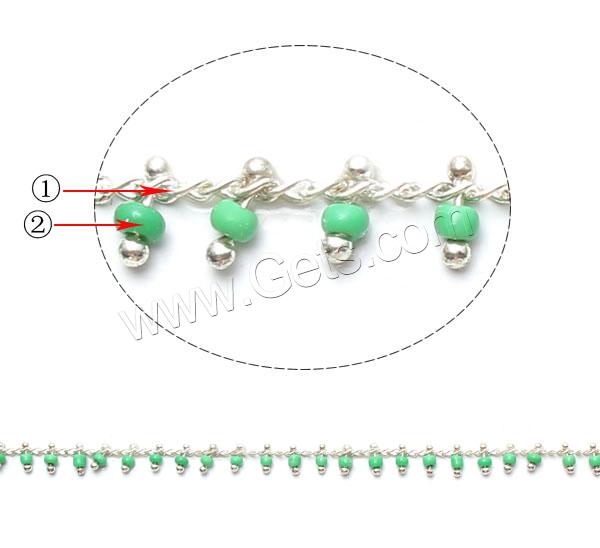 perles de rocaille en verre Chaîne, avec laiton, Placage, chaîne de torsion ovale, plus de couleurs à choisir, protéger l'environnement, sans nickel, plomb et cadmium, 2x2mm, Vendu par m