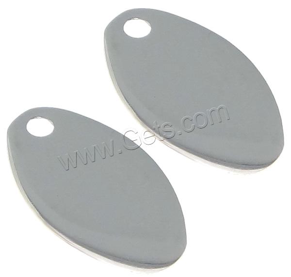 Sterling Silber Tag, 925 Sterling Silber, oval, plattiert, keine, 5x10x1mm, Bohrung:ca. 0.5mm, verkauft von PC