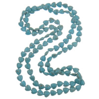 Collier Bijoux en turquoise, turquoise synthétique, coeur, 2 fils, bleu Environ 48 pouce, Vendu par brin