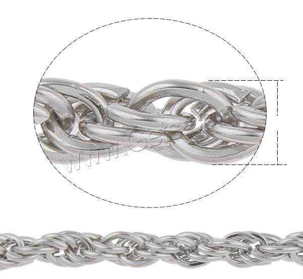 Rope Chain en acier inoxydable, normes différentes pour le choix & chaîne de corde, couleur originale, 100m/lot, Vendu par lot