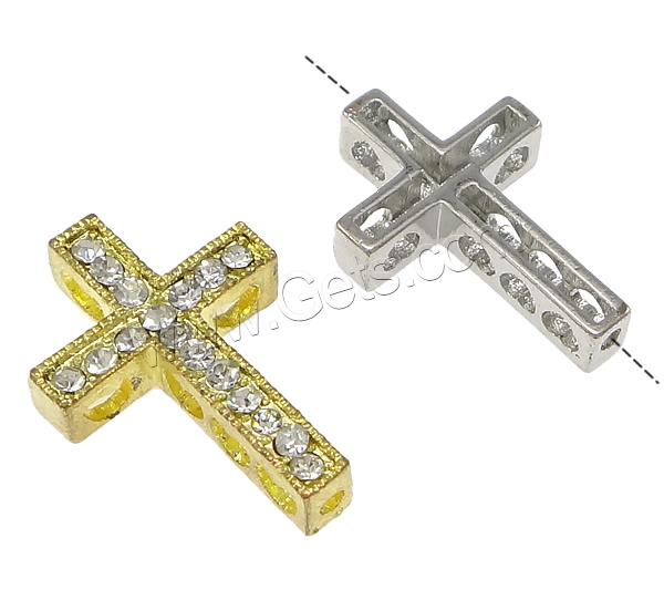 Zinc Alloy Cross Pendants, plated, with rhinestone, more colors for choice, nickel, lead & cadmium free, 14x21x5mm, Hole:Approx 1mm, Sold By PC