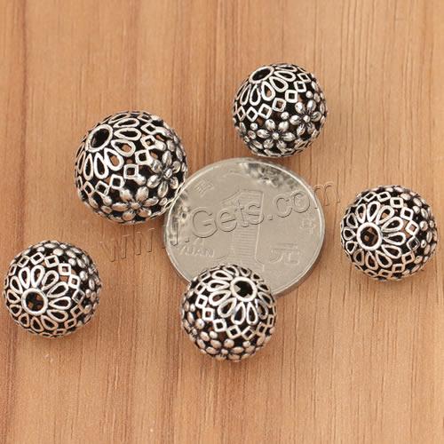 Perles en argent massif de Bali, Thaïlande, Rond, normes différentes pour le choix & creux, 5PC/sac, Vendu par sac