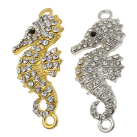 Connecteur en alliage de Zinc animal, hippocampe, Placage, avec strass & boucle de 1/1, plus de couleurs à choisir, protéger l'environnement, sans nickel, plomb et cadmium Environ 3mm, Vendu par PC