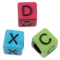 Acrylic Alphabet Beads, Cube, mixed pattern & solid color Approx 3mm, Approx 