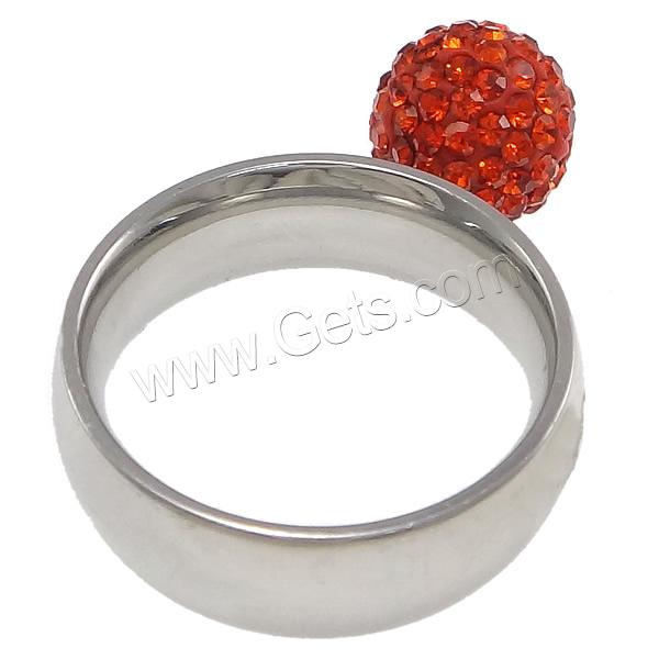 Bague en acier inoxydable , avec Strass perle de Pave d'argile, Rond, normes différentes pour le choix, plus de couleurs à choisir, 10mm, Vendu par PC