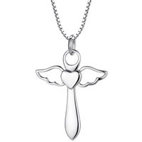 pendentifs de croix en argent pur , argent sterling 925, La Croix avec les ailes, Plaqué de platine Environ 3mm Vendu par sac