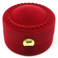 Velveteen Single Ring Box, with Cardboard & Velveteen, Column, red 