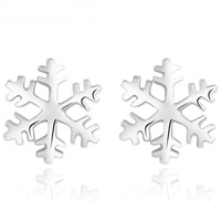 Boucles d'oreilles de Noël, argent sterling 925, avec earnut en plastique, flocon de neige, Plaqué de platine, Bijoux de Noël Vendu par sac