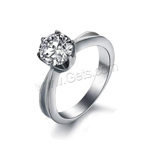 Titanium Steel Finger Ring, Donut, different size for choice & for woman & with cubic zirconia, original color, 8.6x3.2mm, 10PCs/Bag, Sold By Bag