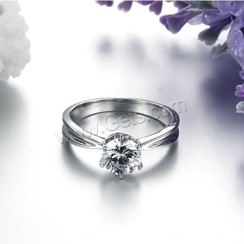 Titanium Steel Finger Ring, Donut, different size for choice & for woman & with cubic zirconia, original color, 8.6x3.2mm, 10PCs/Bag, Sold By Bag