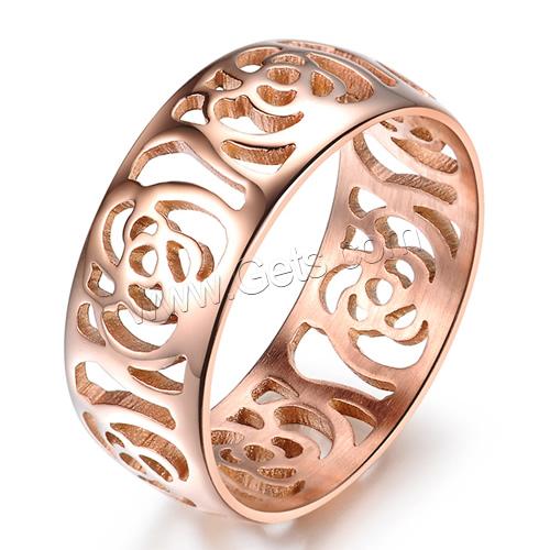 Anillo de dedo de acero Titanium de, Partículas de acero, Donut, chapado en color rosa dorada, diverso tamaño para la opción & para mujer & hueco, 7.5mm, 10PCs/Bolsa, Vendido por Bolsa