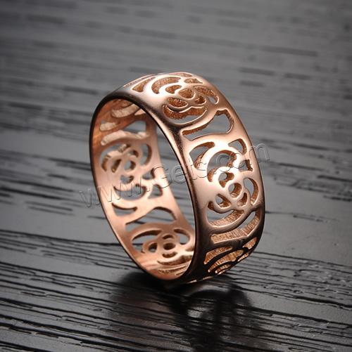 Anillo de dedo de acero Titanium de, Partículas de acero, Donut, chapado en color rosa dorada, diverso tamaño para la opción & para mujer & hueco, 7.5mm, 10PCs/Bolsa, Vendido por Bolsa