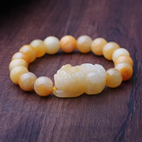 Jade Yellow Bracelet, Mythical Wild Animal, 10mm Approx 7 Inch 