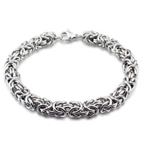 Titanium Steel Bracelet, byzantine chain, original color, 7mm Approx 8.5 Inch 