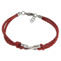 Bracelets de cuir de vachette, cuir de peau de vache, avec Acier inoxydable 304, avec 1lnch chaînes de rallonge, Infini, longueur différente pour le choix & 2 fils, plus de couleurs à choisir 3mm, Vendu par brin