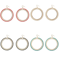 Pendientes de Declaración, aleación de zinc, con cordón de nylon, acero inoxidable aro de pendiente, Donut, chapado en color dorado, más colores para la opción, libre de níquel, plomo & cadmio, 72x72mm, Vendido por Par