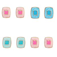 Enamel Zinc Alloy Stud Earring, stainless steel post pin, Rectangle, gold color plated nickel, lead & cadmium free 