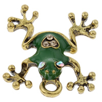 Zinc Alloy Animal Pendants, Frog, plated, enamel & with rhinestone Approx 2mm 