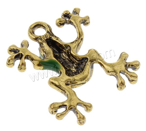 Zinklegierung Tier Anhänger, Frosch, plattiert, Emaille & mit Strass, keine, 19.5x6.5x22mm, Bohrung:ca. 2mm, verkauft von PC