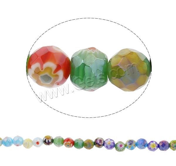 Perles en verre Millefiori, Rond, fait à la main, normes différentes pour le choix & facettes, couleurs mélangées, Trou:Environ 1mm, Longueur:Environ 13.5 pouce, Vendu par brin