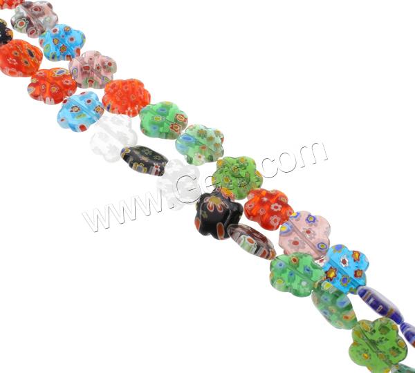 Abalorios de Cristal de Murano Millefiori, millefiori de cristal, Flor, hecho a mano, diverso tamaño para la opción, color mixto, agujero:aproximado 1mm, longitud:aproximado 14.5 Inch, Vendido por Sarta