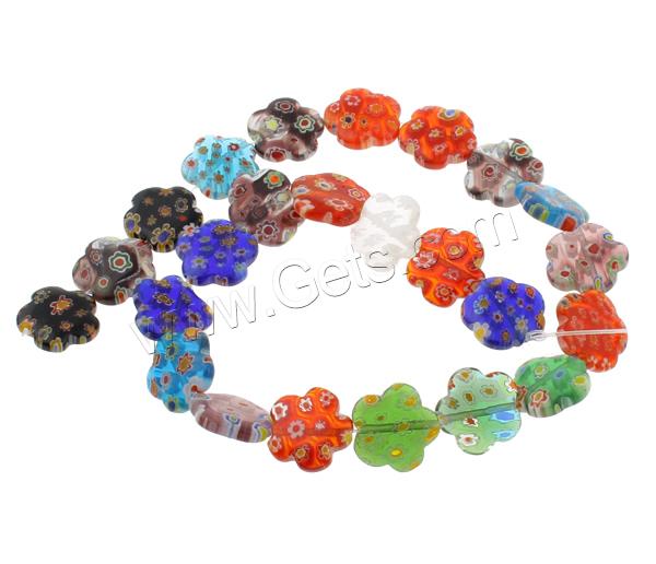 Abalorios de Cristal de Murano Millefiori, millefiori de cristal, Flor, hecho a mano, diverso tamaño para la opción, color mixto, agujero:aproximado 1mm, longitud:aproximado 14.5 Inch, Vendido por Sarta