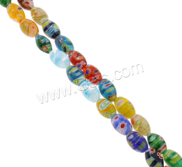 Abalorios de Cristal de Murano Millefiori, millefiori de cristal, Óvalo, hecho a mano, diverso tamaño para la opción, color mixto, agujero:aproximado 1mm, longitud:aproximado 14.5 Inch, Vendido por Sarta