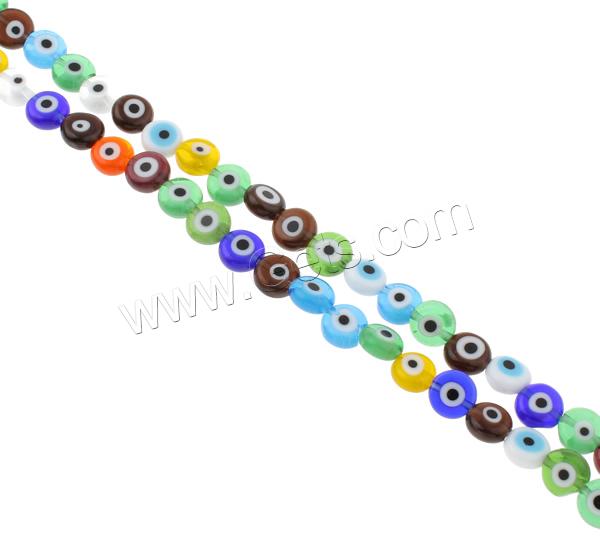 Evil Eye Lampwork Beads, Flat Round, handmade, evil eye pattern & different size for choice, mixed colors, Hole:Approx 1mm, Length:Approx 14 Inch, Sold By Strand