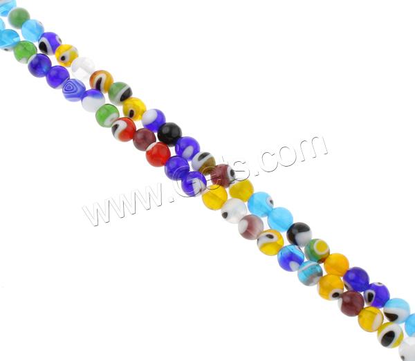 Perles de Murano Evil Eye, chalumeau, Rond, fait à la main, motif de mauvais œil & normes différentes pour le choix, couleurs mélangées, Trou:Environ 1mm, Longueur:Environ 14 pouce, Vendu par brin