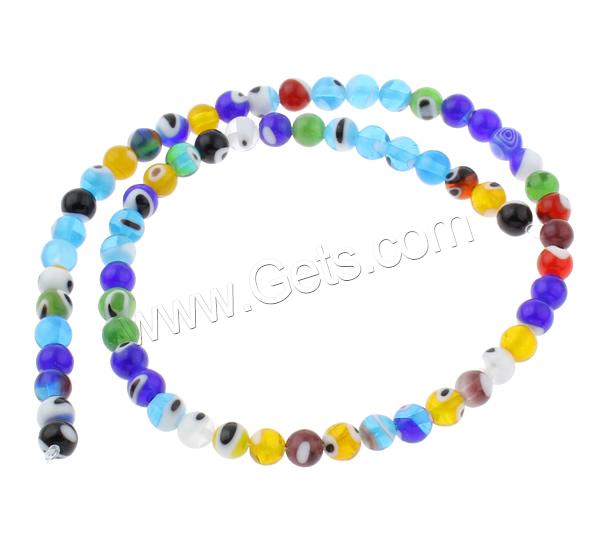 Perles de Murano Evil Eye, chalumeau, Rond, fait à la main, motif de mauvais œil & normes différentes pour le choix, couleurs mélangées, Trou:Environ 1mm, Longueur:Environ 14 pouce, Vendu par brin