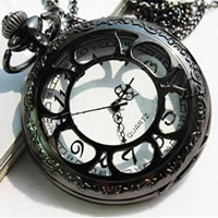 Watch Necklace, iron chain, with zinc alloy dial, Flat Round, 45mm Approx 31 Inch 