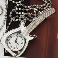 Collar De Reloj, aleación de zinc, guitara, Blanco, longitud:aproximado 23 Inch, Vendido por Sarta