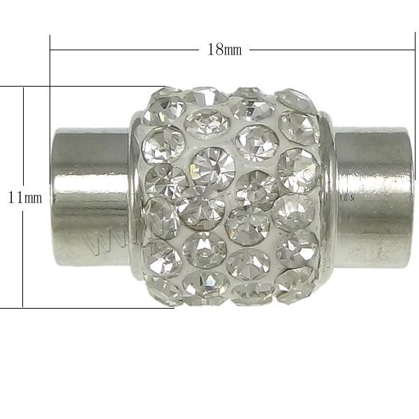 Messing Magnetverschluss, mit Ton, plattiert, mit 75 Stück Strass, keine, 18x11mm, Bohrung:ca. 6mm, verkauft von PC