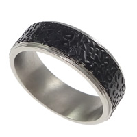 Fingerring Edelstahl-Mann, 304 Edelstahl, Emaille, schwarz, 8mm, Größe:11, verkauft von PC