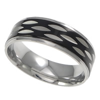 Fingerring Edelstahl-Mann, 304 Edelstahl, Emaille, schwarz, 8mm, Größe:13, verkauft von PC