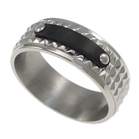 Fingerring Edelstahl-Mann, 304 Edelstahl, mit Silikon, originale Farbe, 8mm, Größe:10, verkauft von PC