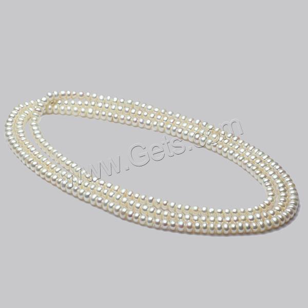 Naturel perles d'eau douce Sautoir, perle d'eau douce cultivée, bouton, longueur différente pour le choix, blanc, 7-8mm, Vendu par brin