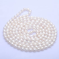 Naturel perles d'eau douce Sautoir, perle d'eau douce cultivée, riz, longueur différente pour le choix, blanc, 7-8mm, Vendu par brin