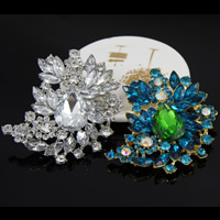 Crystal Brooch, Zinc Alloy, with Crystal, Flower, plated, faceted & with rhinestone, mixed colors, nickel, lead & cadmium free 