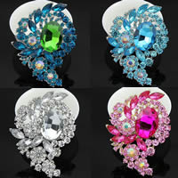 Crystal Brooch, Zinc Alloy, with Crystal, Flower, plated, faceted & with rhinestone, mixed colors, nickel, lead & cadmium free 